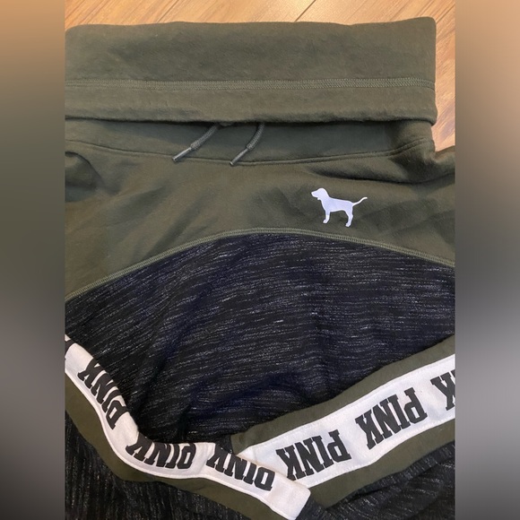 Victoria's Secret PINK VS Marl Black Olive Green Cowl Pullover - Large - Picture 6 of 6